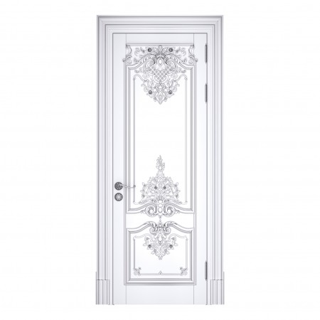 Міжкімнатні двері Etoile 2 з масиву дерева біла з різьбленням  - Фото 1